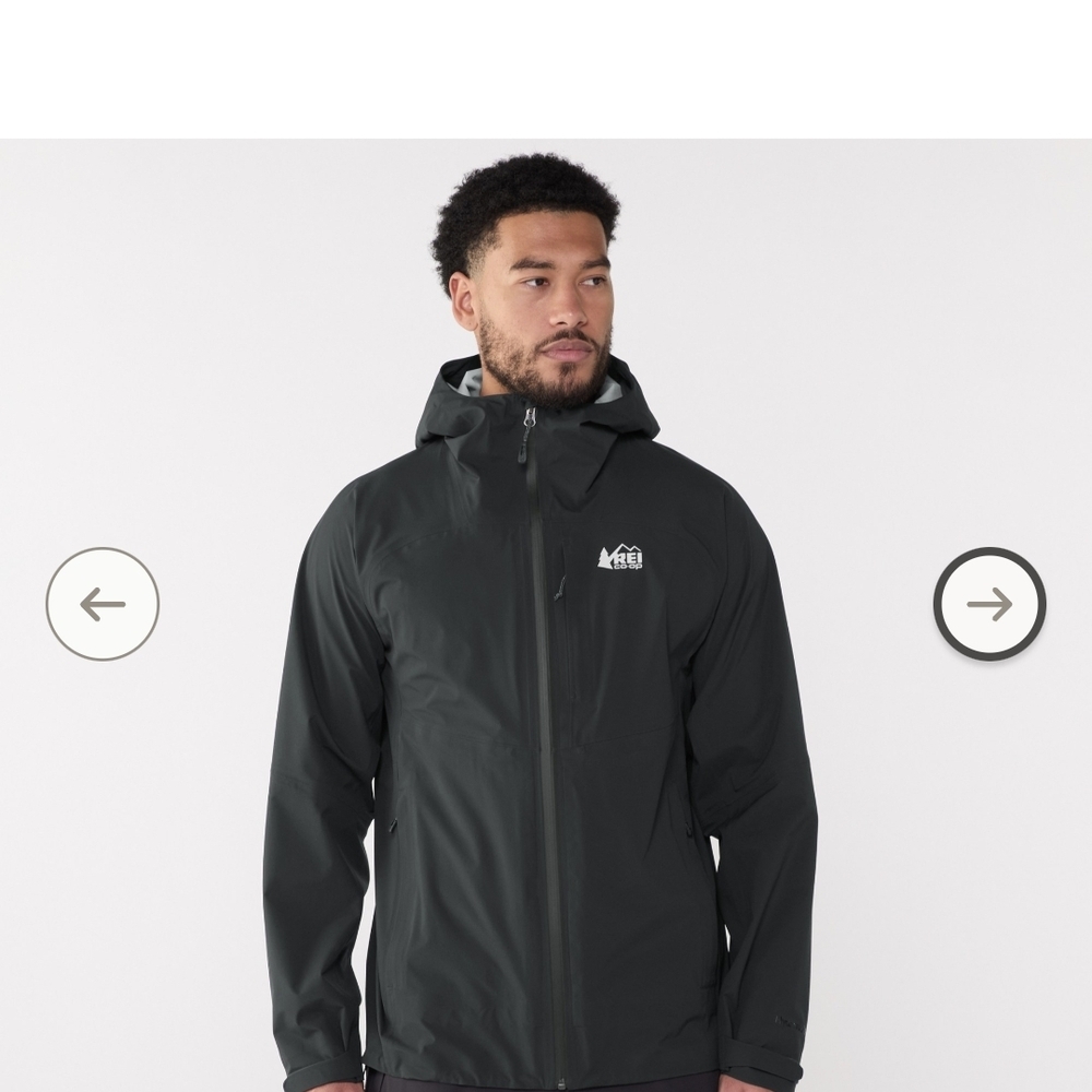 REI Men's Dark Charcoal Hooded Rain Shell